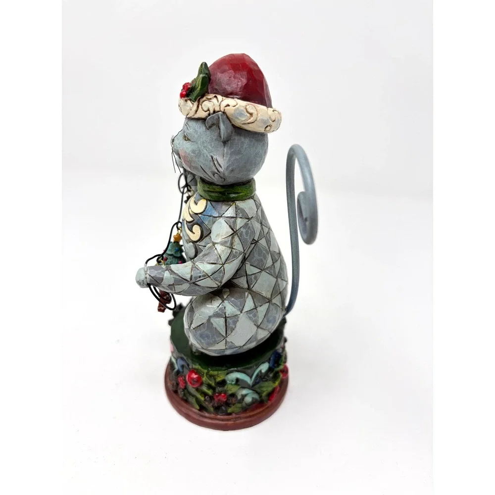 Jim Shore Heartwood Creek Christmas Cat Figurine Jingle Bell On Kittys Tail 2010